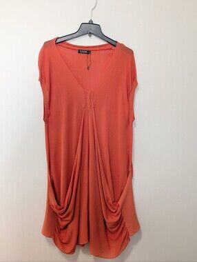 NWOT Lace Cotton Silk Coral Draped Cocoon Cable Knit V-Neck Tunic Dress Plus XXL